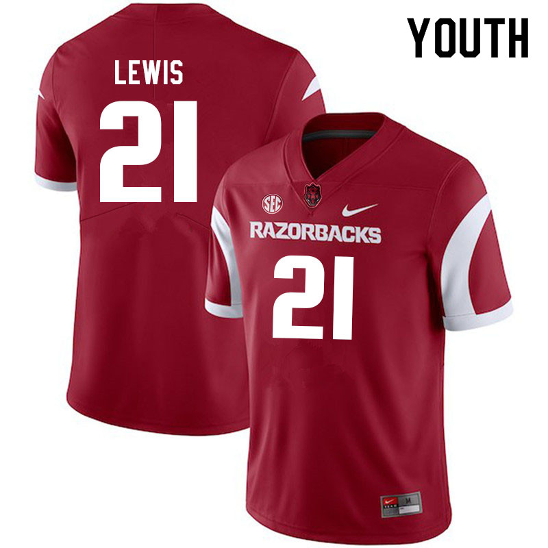 Youth #21 Jaylen Lewis Arkansas Razorbacks College Football Jerseys Sale-Cardinal - Click Image to Close